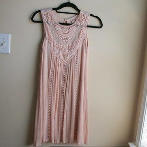 Mossimo Pale Pink Flowy Crochet Shift Dress